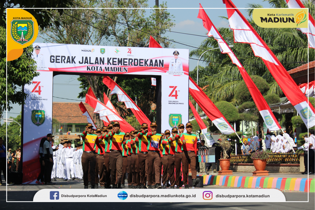 Peringati HUT Ke-74Tahun Republik Indonesia, Pemkot Madiun Laksanakan Lomba Gerak Jalan Kemerdekaan