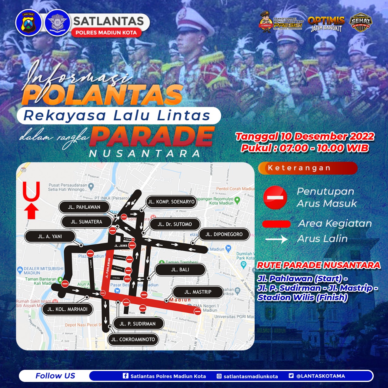 Rekayasa Lalu Lintas Parade Nusantara, 10 Desember 2022