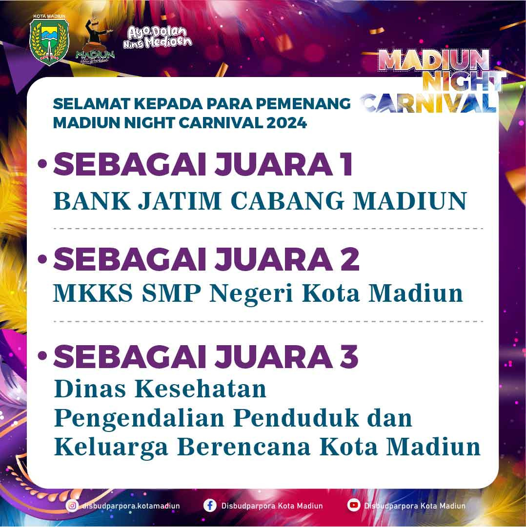 Daftar Pemenang Parade Drumband Dan Madiun Night Carnival